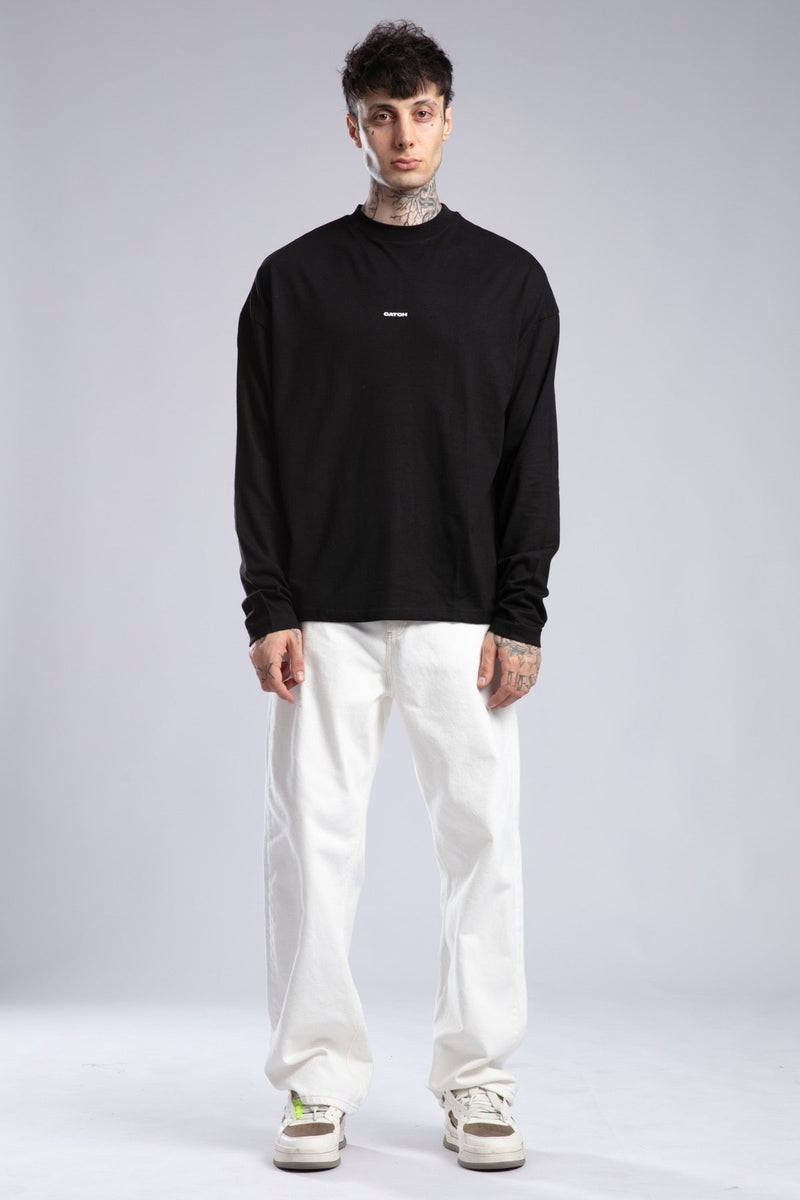 كاتش سويت شيرت ضيق بطبعة شعار بسيطة - Image 2