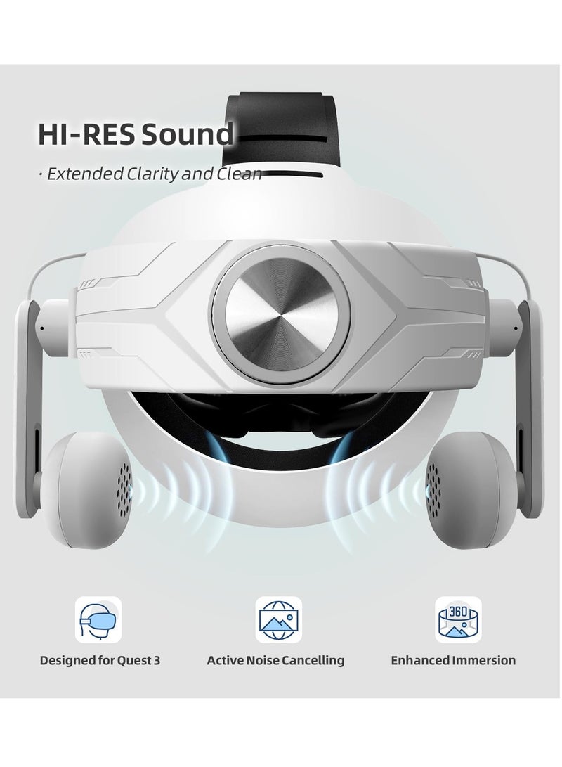 حزام رأس Quest 3 متوافق مع Meta Oculus Quest 3، حزام بديل مريح على الأذن Audio Elite لتحسين التأثيرات الصوتية وزيادة الانغماس في الواقع الافتراضي | حزام رأس متضمن - Image 2