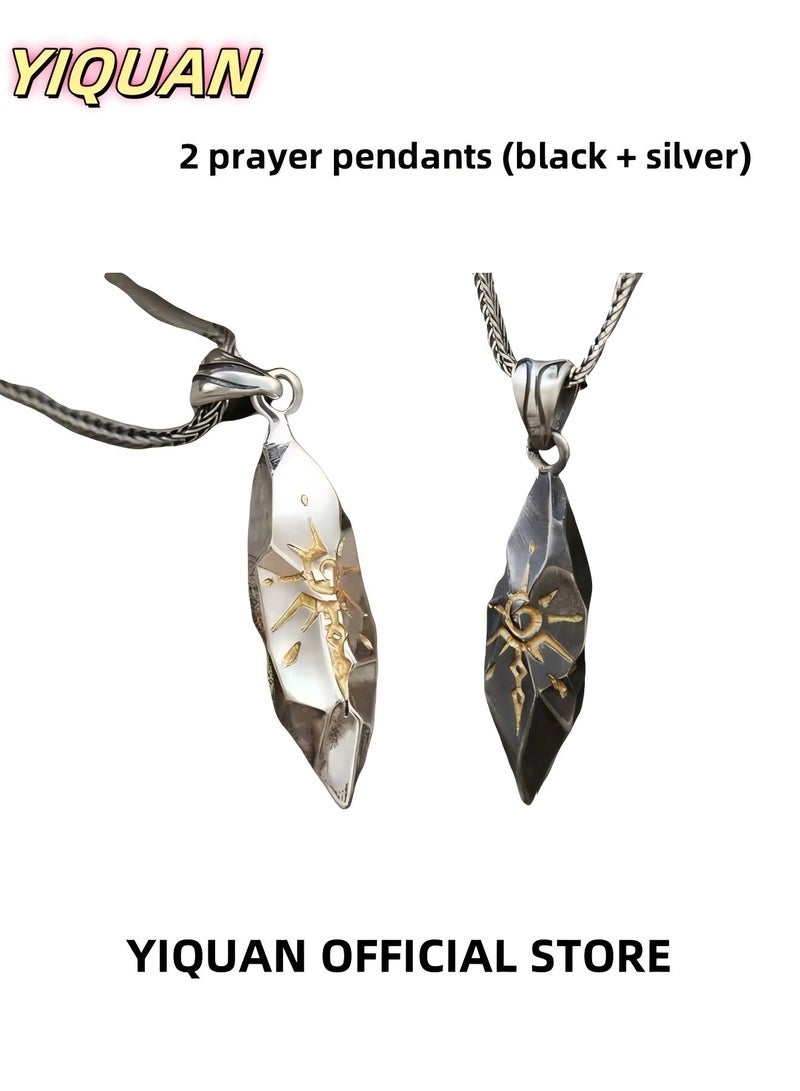 يي تشوان قلادة أزياء (أسود + فضي) قطعتين - Image 1