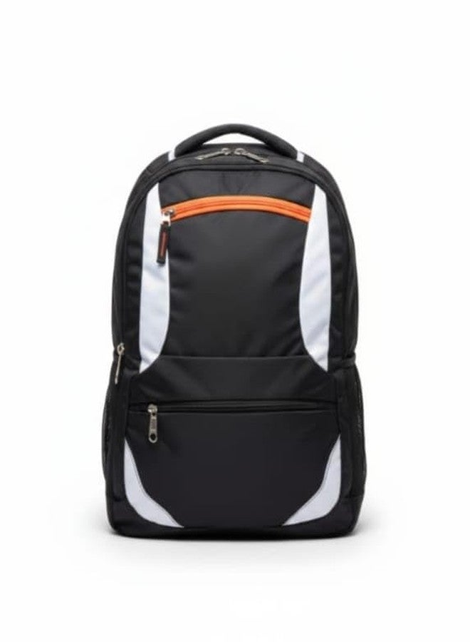 Laptop Backpack for Men & Women 35L | Water Resistant School, College & Office Bag | Lightweight Travel Backpack with 3 Spacious Compartments, Padded Straps & Side Pockets (Black & Orange, 35L) - Image 1