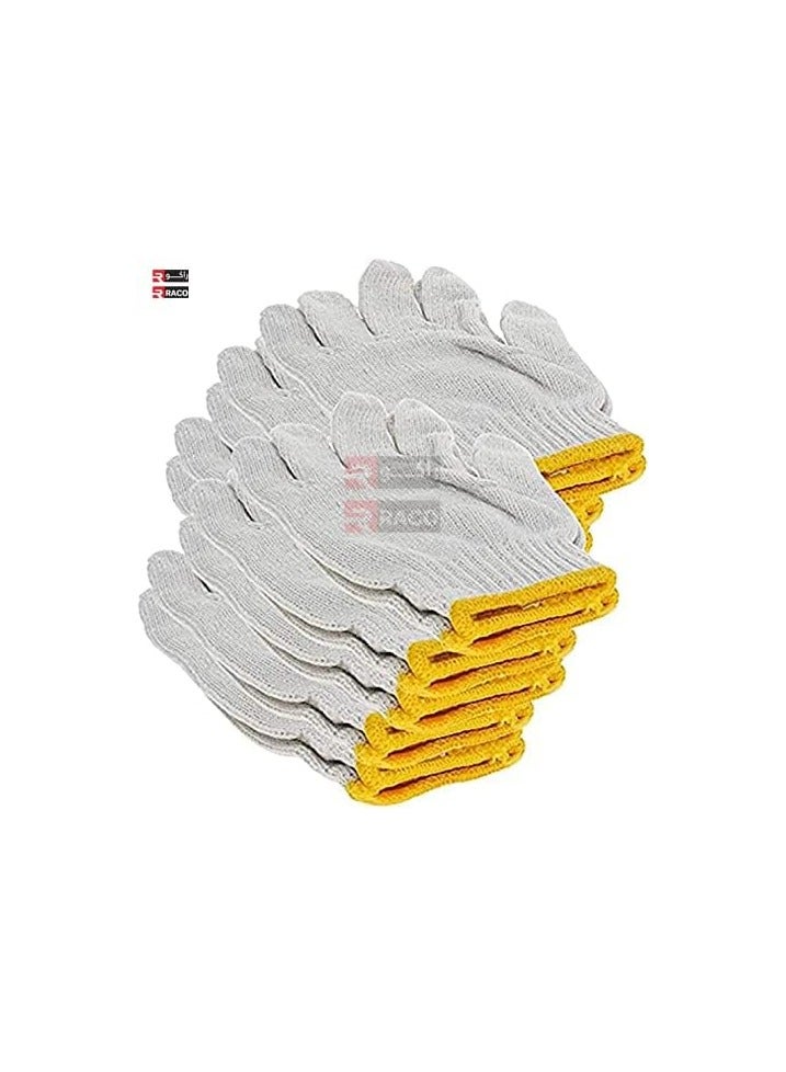 RACO Cotton Gloves with Yellow Edge-Washable Gloves Plain Seamless Workwear -Gloves Protective Industrial Works - It's Good for Woodworkers - Image 2