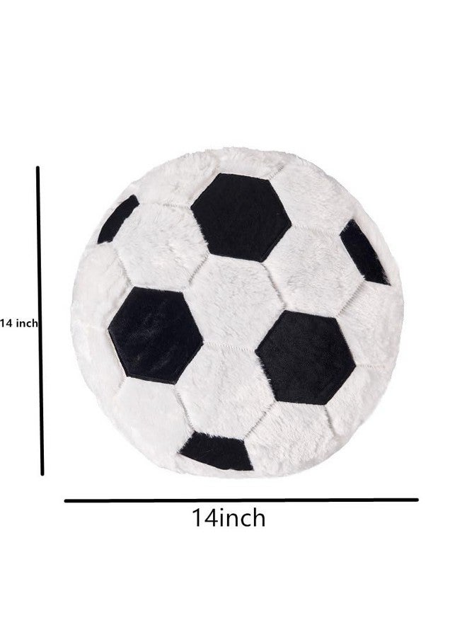 JULAN 14Inch Fluffy Soccer Balls Plush Pillowsoft Soccer Ball Stuffed Toysdecorative Soccer & Football Pillow Cushion Throw Pillowfootball Plushies Plush Doll For Home Deco Kids Big Sports Toy Gift - Image 2