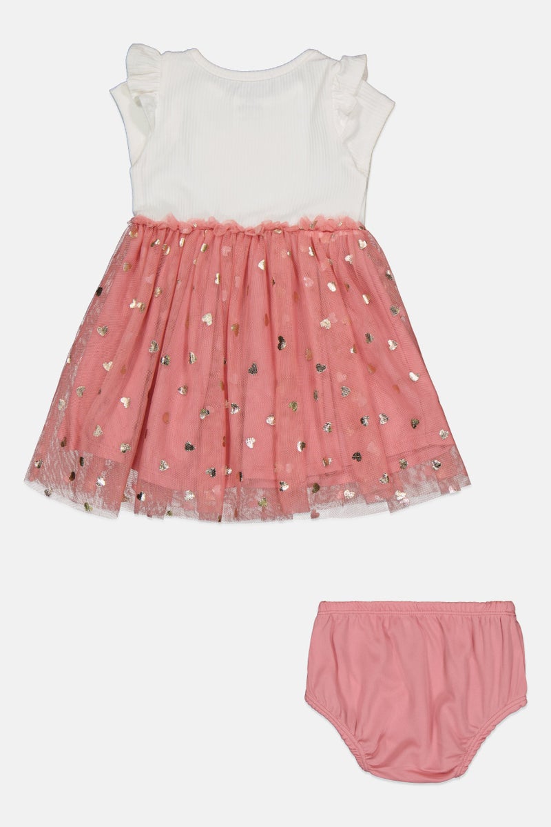 Young Hearts Toddlers Girl 2 Pieces Textured Dress With Panty Set, Multicolor - Image 3