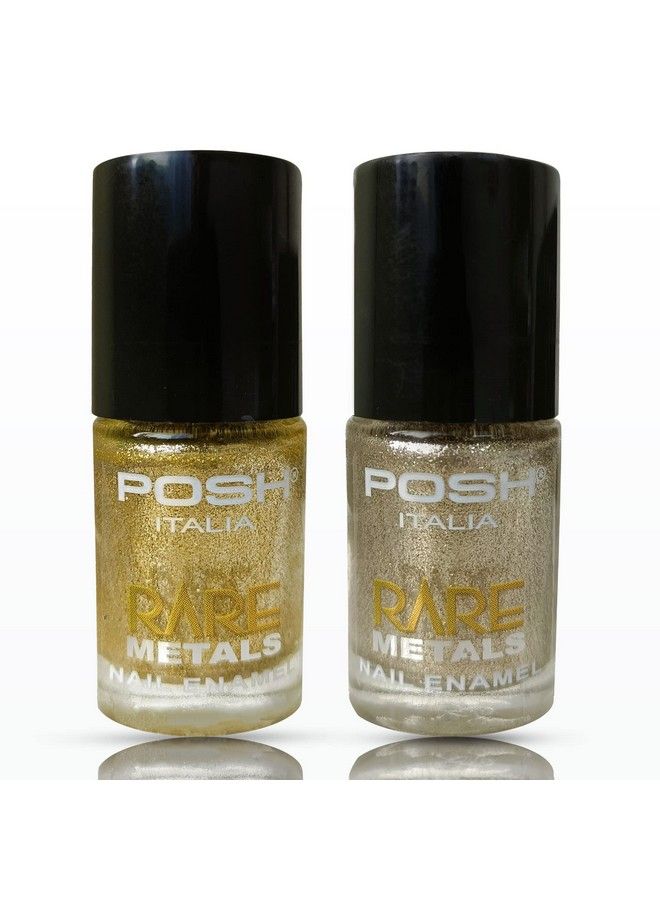 POSH Rare Metal Combo Of 2 Golden Glow 828 Super Metal833 6 Ml Eachone Coat Metallic Finishquick Dry Long Lasting  - Image 2