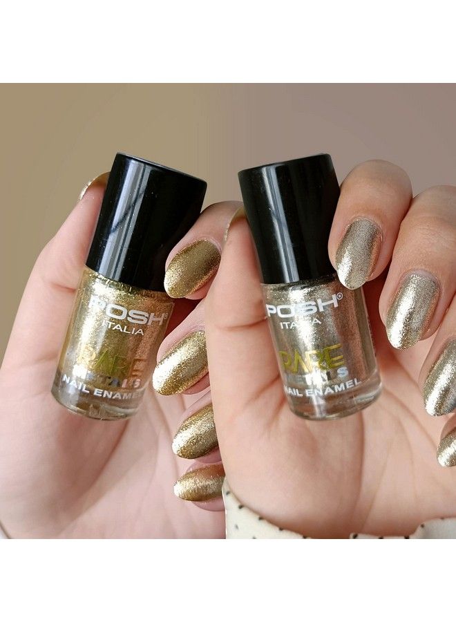 POSH Rare Metal Combo Of 2 Golden Glow 828 Super Metal833 6 Ml Eachone Coat Metallic Finishquick Dry Long Lasting  - Image 4