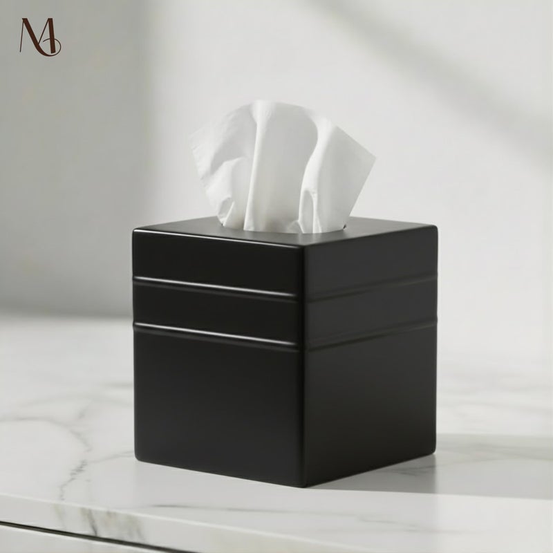 Monarch Abode Tissue Box Cover Square â€“ Handcrafted Border Embossed Black Metal Tissue Holder Box for Bathroom Accessory, Aesthetic Decorative Facial Napkin Cube for Modern Home Decor - Image 5