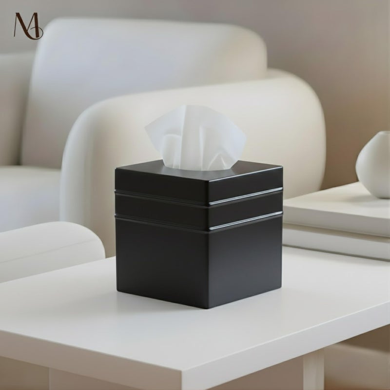 Monarch Abode Tissue Box Cover Square â€“ Handcrafted Border Embossed Black Metal Tissue Holder Box for Bathroom Accessory, Aesthetic Decorative Facial Napkin Cube for Modern Home Decor - Image 4