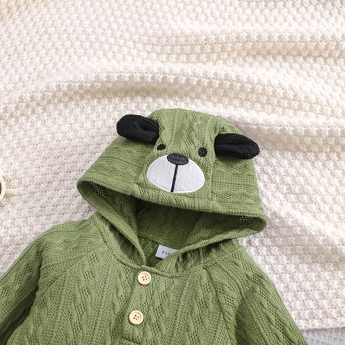 ODIMAME 9 Months Baby Boy's Clothing Toddler Fall Winter Clothes Long Sleeve Hooded Cute Dog Sweatshirt Tops Pocket Sweatpants Cute Infant Outfit Pale Green Set - Image 4
