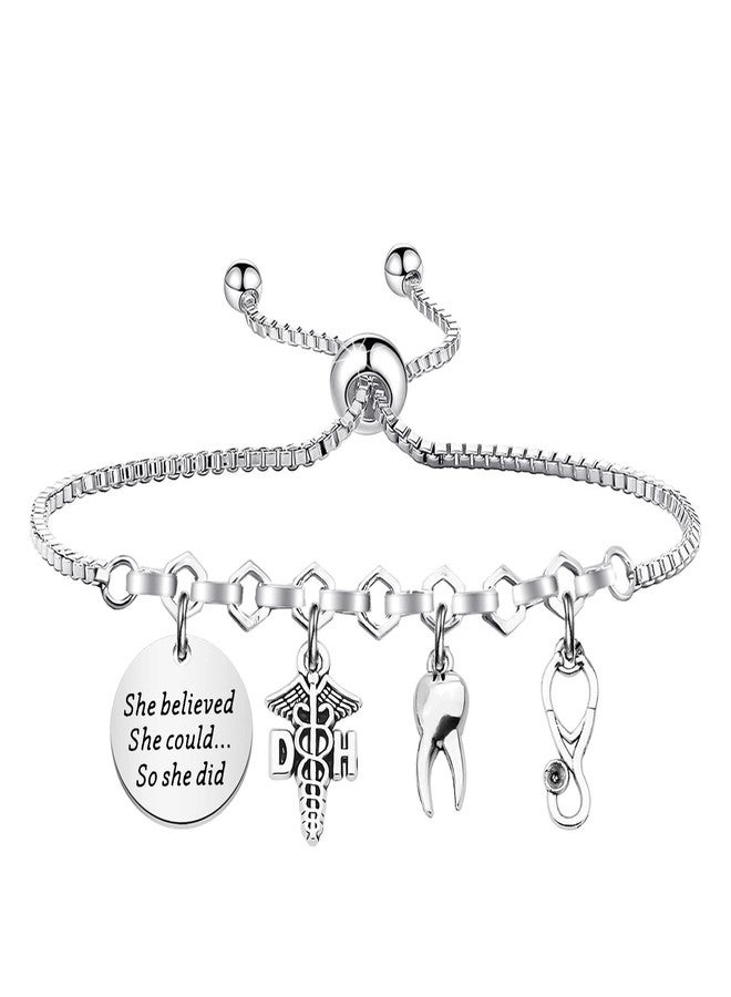 PLITI Dental Hygienist Gift Dentist Gift DH Gift New Dentist Gift She Believed She Could So She Did Bangle (she believed DH bg) - Image 1