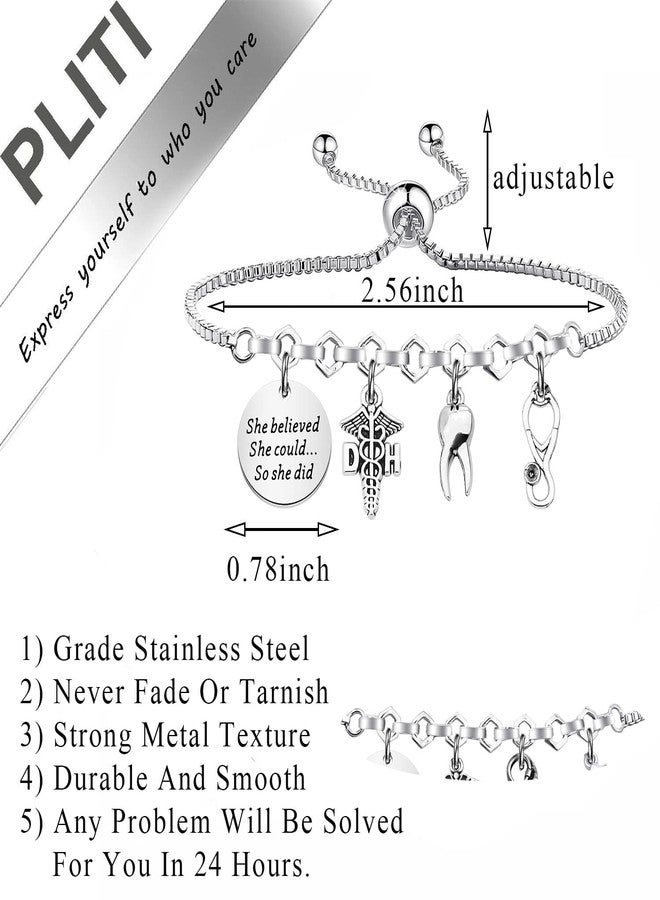 PLITI Dental Hygienist Gift Dentist Gift DH Gift New Dentist Gift She Believed She Could So She Did Bangle (she believed DH bg) - Image 2