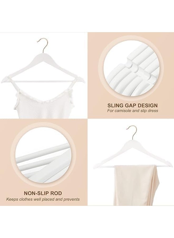 HOUSE DAY HOUSE DAY 20PK White Wooden Hangers with Rose Gold Hook  - Image 4