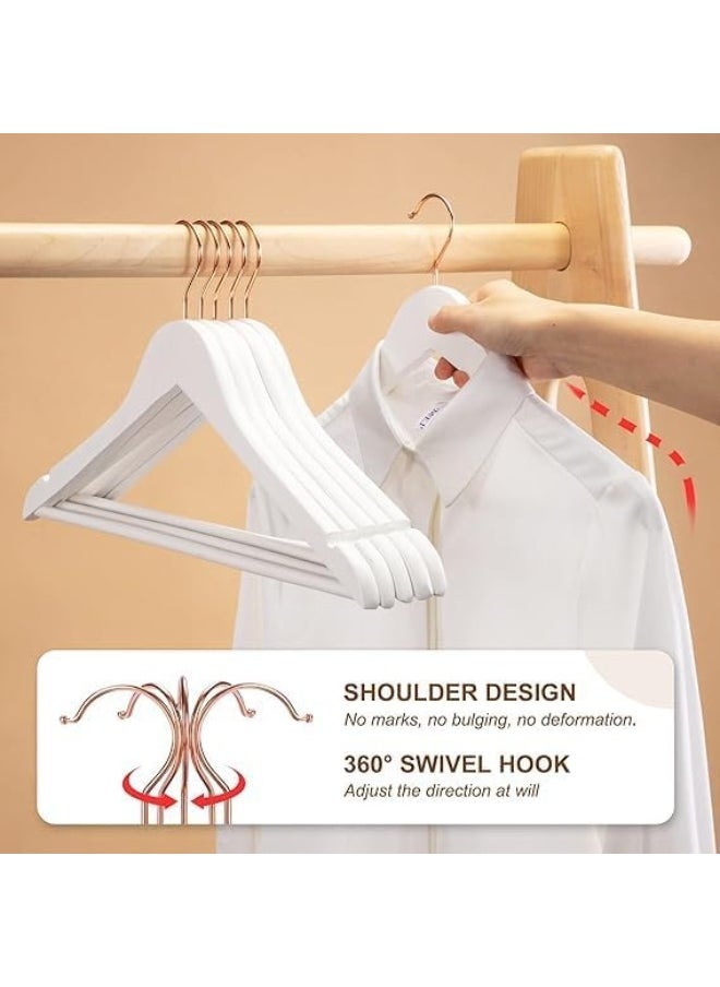HOUSE DAY HOUSE DAY 20PK White Wooden Hangers with Rose Gold Hook  - Image 3