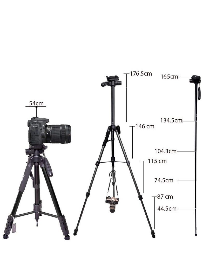 Jmary KP-2254 Professional Aluminum Tripod Monopod for All DSLR Cameras - Image 1