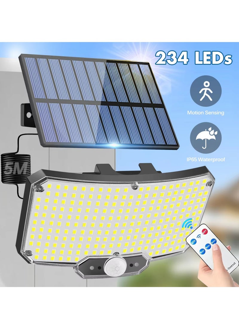 كيو لايت أضواء خارجية تعمل بالطاقة الشمسية للحدائق، 234 مصباح LED 2000 لومن، أضواء خارجية تعمل بالطاقة الشمسية، 3 أوضاع إضاءة أمان عن بعد مع مستشعر حركة خارجي، مصابيح حائط خارجية 2200 مللي أمبير في الساعة، مصابيح حديقة IP65 تعمل بالطاقة الشمسية ومقاومة للماء - Image 1