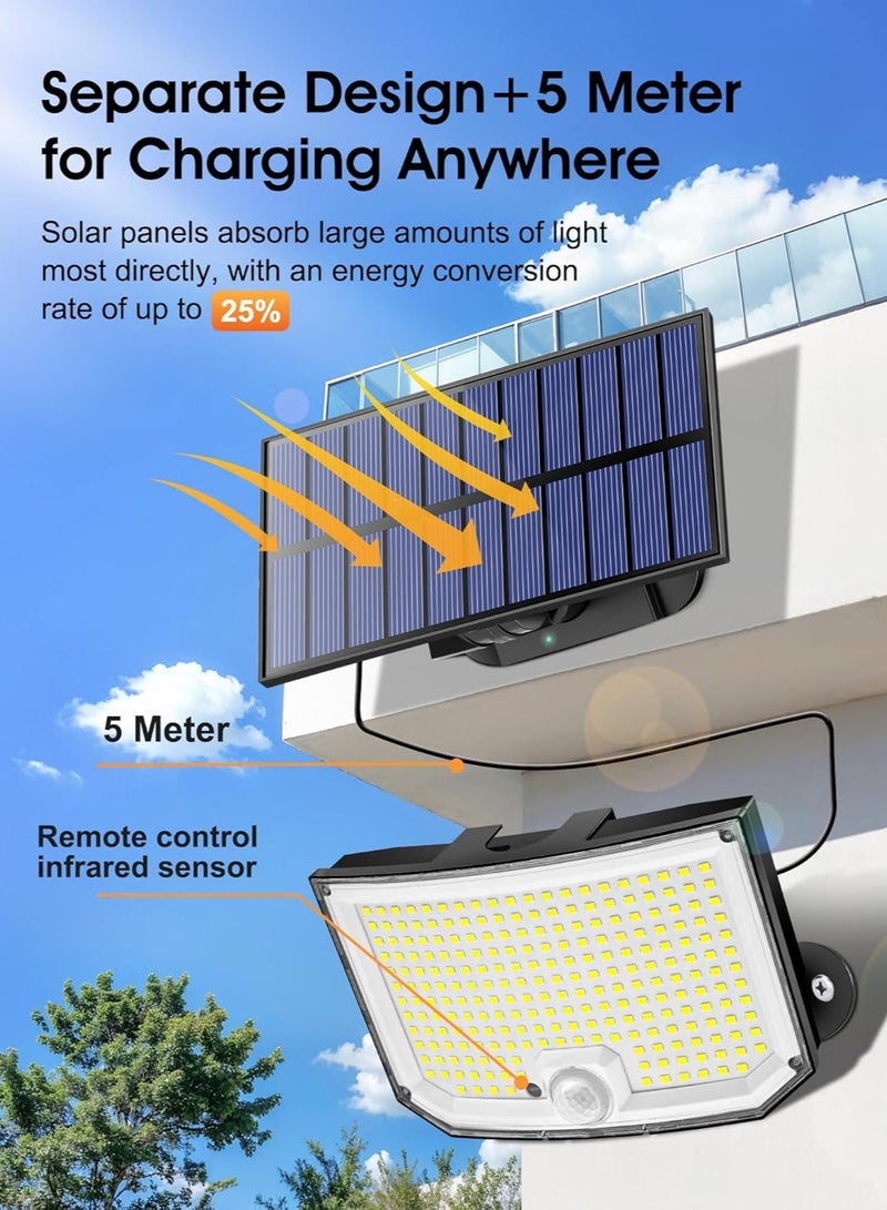 كيو لايت أضواء خارجية تعمل بالطاقة الشمسية للحدائق، 234 مصباح LED 2000 لومن، أضواء خارجية تعمل بالطاقة الشمسية، 3 أوضاع إضاءة أمان عن بعد مع مستشعر حركة خارجي، مصابيح حائط خارجية 2200 مللي أمبير في الساعة، مصابيح حديقة IP65 تعمل بالطاقة الشمسية ومقاومة للماء - Image 5