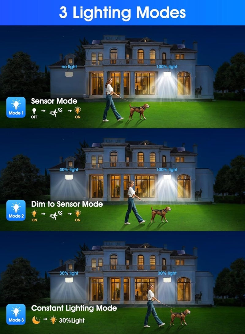 كيو لايت أضواء خارجية تعمل بالطاقة الشمسية للحدائق، 234 مصباح LED 2000 لومن، أضواء خارجية تعمل بالطاقة الشمسية، 3 أوضاع إضاءة أمان عن بعد مع مستشعر حركة خارجي، مصابيح حائط خارجية 2200 مللي أمبير في الساعة، مصابيح حديقة IP65 تعمل بالطاقة الشمسية ومقاومة للماء - Image 2