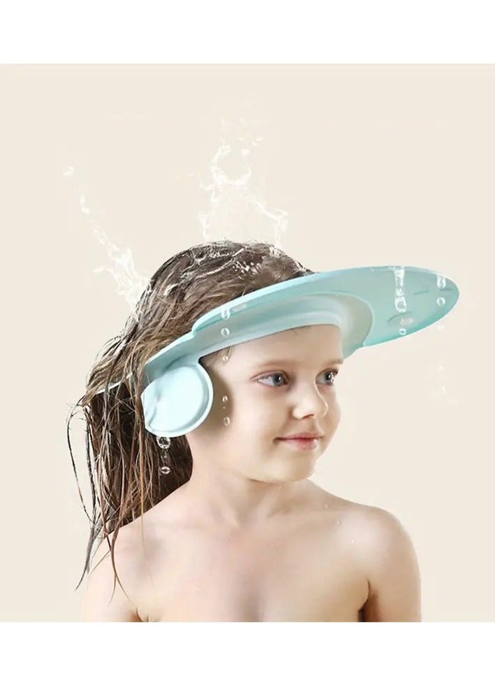 Little tots Baby Shower Cap, Bathing Cap, Adjustable Visor Hat, Safe Shampoo Shower Bathing Protection Bath Cap For Toddler Baby Kids Children Blue color - Image 1