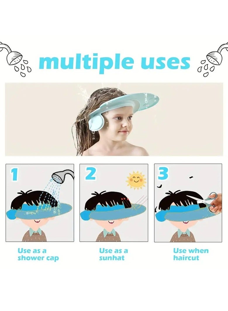 Little tots Baby Shower Cap, Bathing Cap, Adjustable Visor Hat, Safe Shampoo Shower Bathing Protection Bath Cap For Toddler Baby Kids Children Blue color - Image 2