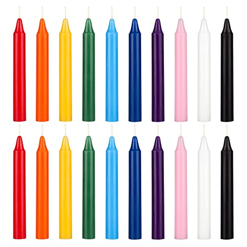 Mega Candles 20 pcs Unscented Assorted Colors Exquisite Mini Taper Spell Candles, 4 Inch Tall x 1/2 Inch Diameter, Magic Chimes, Enchantment, Casting Rituals, Witchcraft, Wiccan, Altar, Metaphysical - Image 1