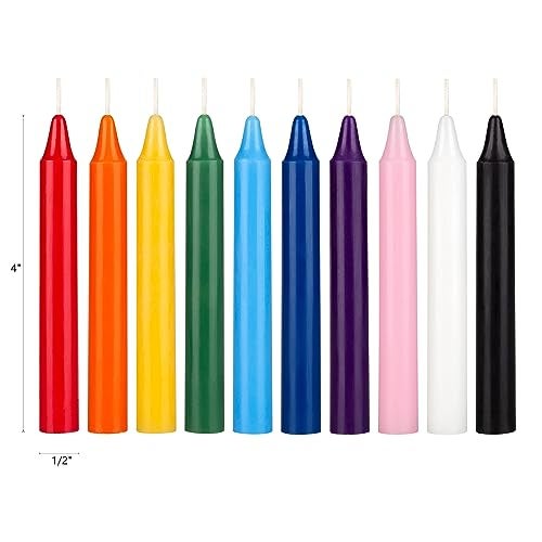 Mega Candles 20 pcs Unscented Assorted Colors Exquisite Mini Taper Spell Candles, 4 Inch Tall x 1/2 Inch Diameter, Magic Chimes, Enchantment, Casting Rituals, Witchcraft, Wiccan, Altar, Metaphysical - Image 2