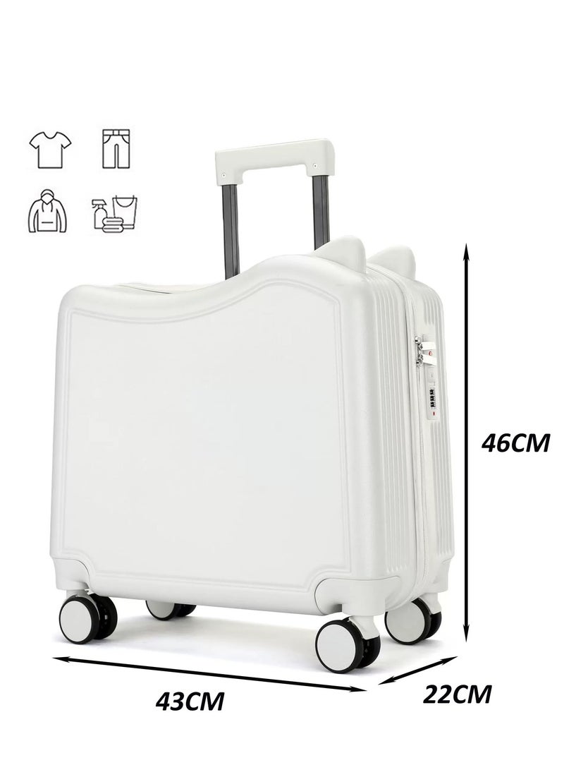 20" Kids Ride-on Suitcase, Cute Cat Ear Kids Luggage with Spinner Wheels, ABS PC Material Hardside Wear-resisting Compressive Trolly Luggage Case for Girls and Boys