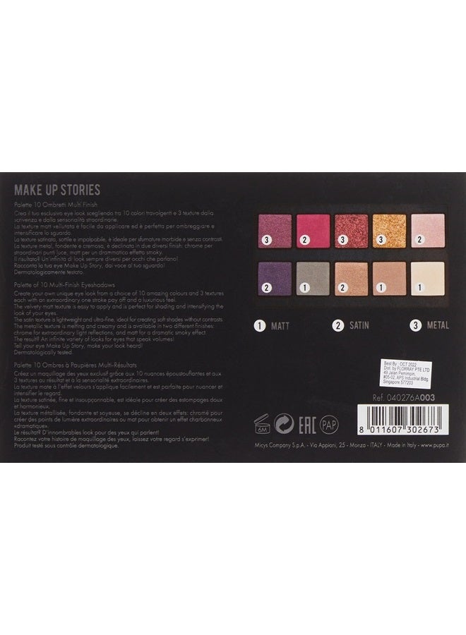 PUPA Milano Make Up Stories Eyeshadow Palette - Maximum Coverage - Pigmented 10-Pan Eyeshadow Palette - Filled With Mattes, Satins And Metallics - Create Countless Looks - 003 Bright Violet - 0.63 Oz - Image 2