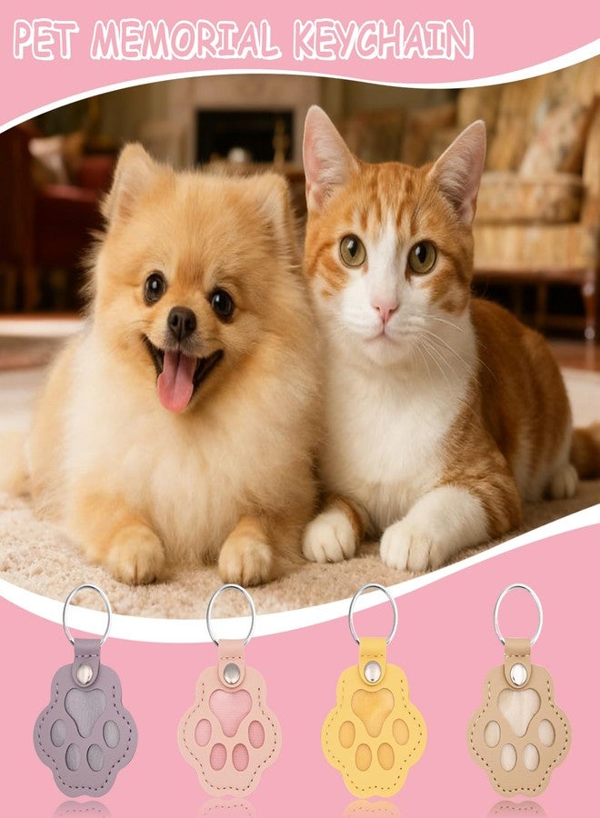 Evowatt 4pcs Pet Paw Shape Leather Keychains, Handmade Fur Keepsake for Cats and Dogs, Unique Pet Hair Memorial Key Rings, Cute Fur Storage Gifts for Bags and Handbags (Light Colors) - Image 3