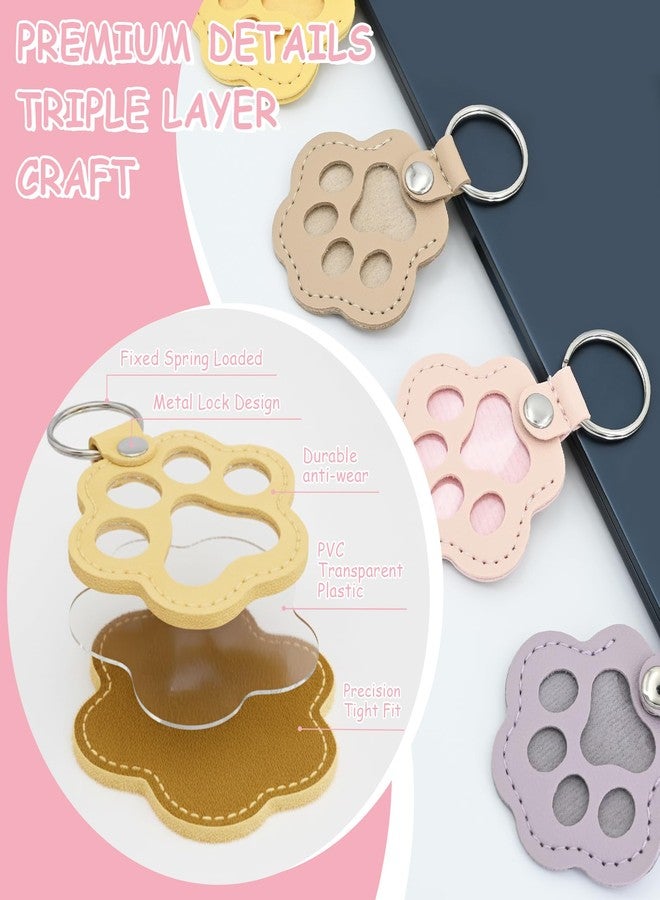 Evowatt 4pcs Pet Paw Shape Leather Keychains, Handmade Fur Keepsake for Cats and Dogs, Unique Pet Hair Memorial Key Rings, Cute Fur Storage Gifts for Bags and Handbags (Light Colors) - Image 2