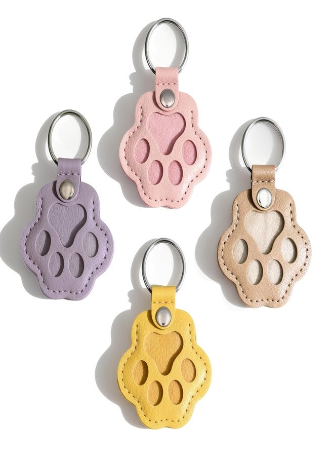 Evowatt 4pcs Pet Paw Shape Leather Keychains, Handmade Fur Keepsake for Cats and Dogs, Unique Pet Hair Memorial Key Rings, Cute Fur Storage Gifts for Bags and Handbags (Light Colors) - Image 1