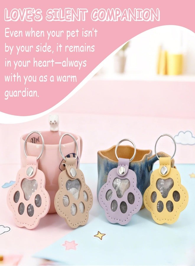 Evowatt 4pcs Pet Paw Shape Leather Keychains, Handmade Fur Keepsake for Cats and Dogs, Unique Pet Hair Memorial Key Rings, Cute Fur Storage Gifts for Bags and Handbags (Light Colors) - Image 5