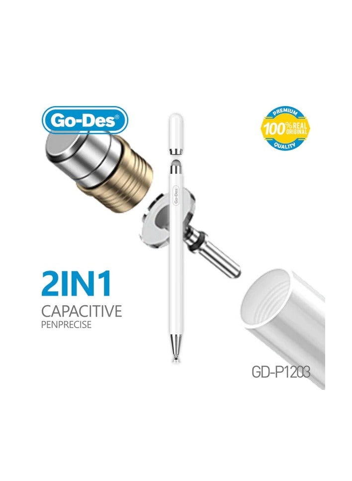 جو-ديز قو-ديس قلم لمس سعوي عالمي 2 في 1 مزدوج الأطراف مغناطيسي للشاشات اللمسية مع رأس إضافي – لا يحتاج إلى شحن - Image 3