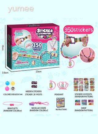 DIY Sticker Jewelry Kit – 350-Piece Wearable & Shareable Stickers for Girls, Make Your Own Bracelets & Necklaces, Creative Arts & Crafts Gift Set for Kids Party & DIY Fun - view 3