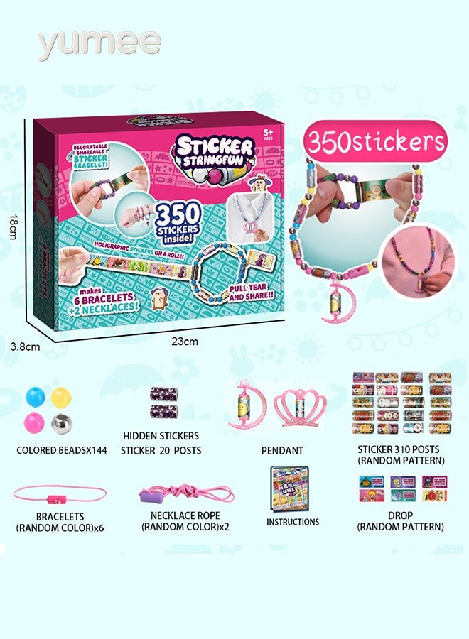 yumee DIY Sticker Jewelry Kit – 350-Piece Wearable & Shareable Stickers for Girls, Make Your Own Bracelets & Necklaces, Creative Arts & Crafts Gift Set for Kids Party & DIY Fun  - Image 3