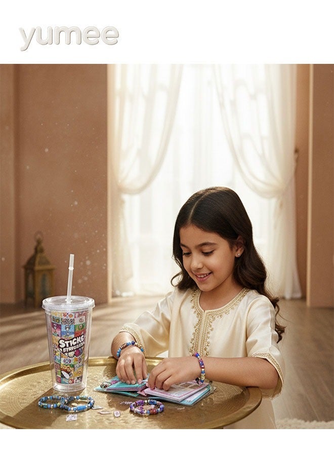 يمي مجموعة أدوات صنع مجوهرات لاصقة DIY – 350 قطعة من الملصقات القابلة للارتداء والمشاركة للفتيات، اصنع سوارك وقلادتك الخاصة، مجموعة هدايا الفنون والحرف الإبداعية لحفلات الأطفال ومتعة DIY - Image 4