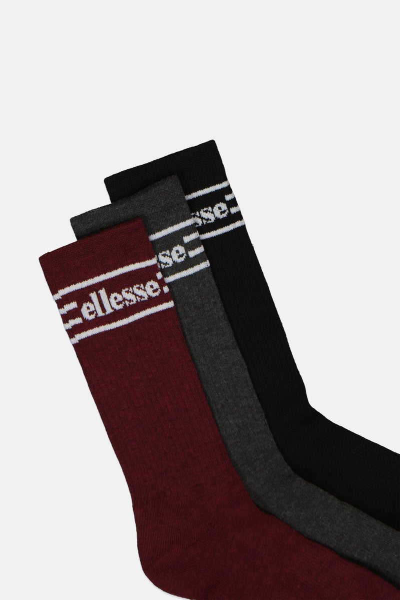 Ellesse Men 3 Pairs Brand Logo Crew Socks, Multicolor - Image 2