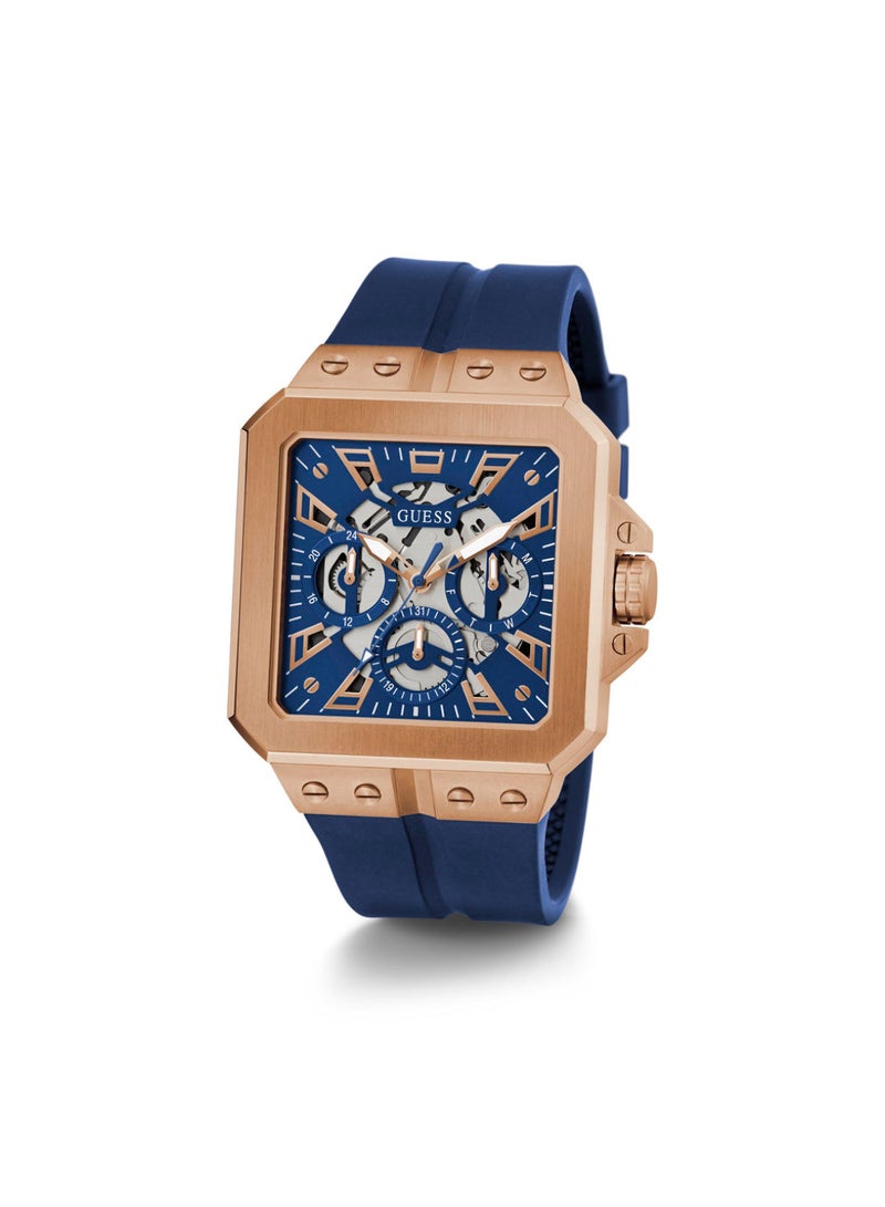 GUESS Mens Blue Rose Gold Tone Multi-function Watch - GW0637G3 - Image 2