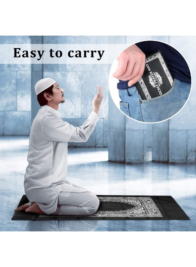 Teranorix Portable Travel Prayer Mat | With Compass | Waterproof Polyester Prayer Blanket | Muslim Travel Prayer Mat | Ramadan Gift (60cm x 100cm) (Black) - Image 2