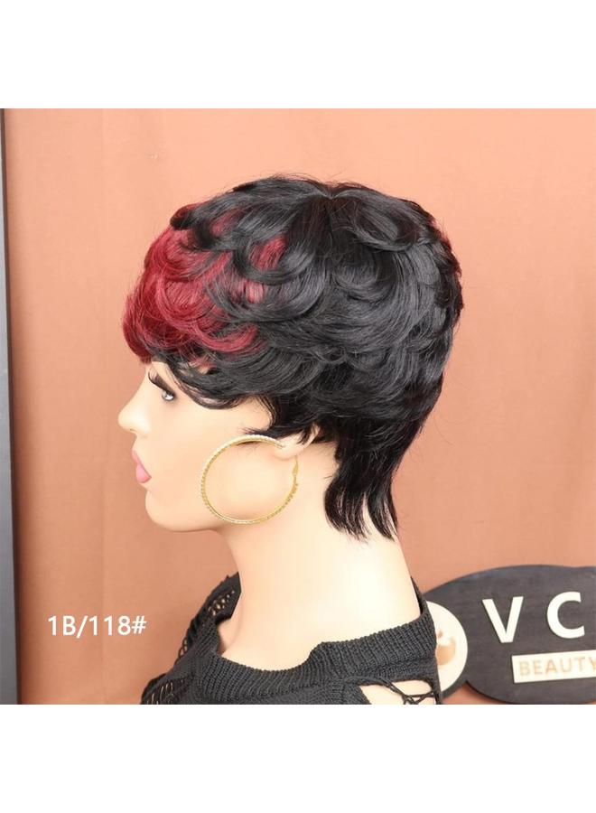 Bluejw European And American Fashion Short Curly Hair Wig Women's Black Red Short Hair Chemical Fiber Headgear High Temperature Silk Layered Full Headgear Wigs - Image 1