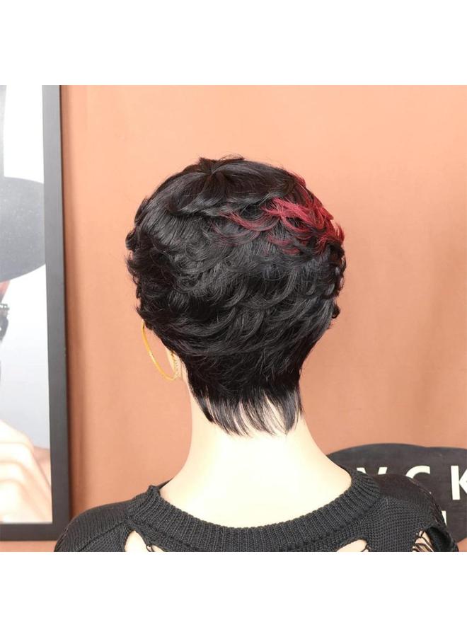 Bluejw European And American Fashion Short Curly Hair Wig Women's Black Red Short Hair Chemical Fiber Headgear High Temperature Silk Layered Full Headgear Wigs - Image 3