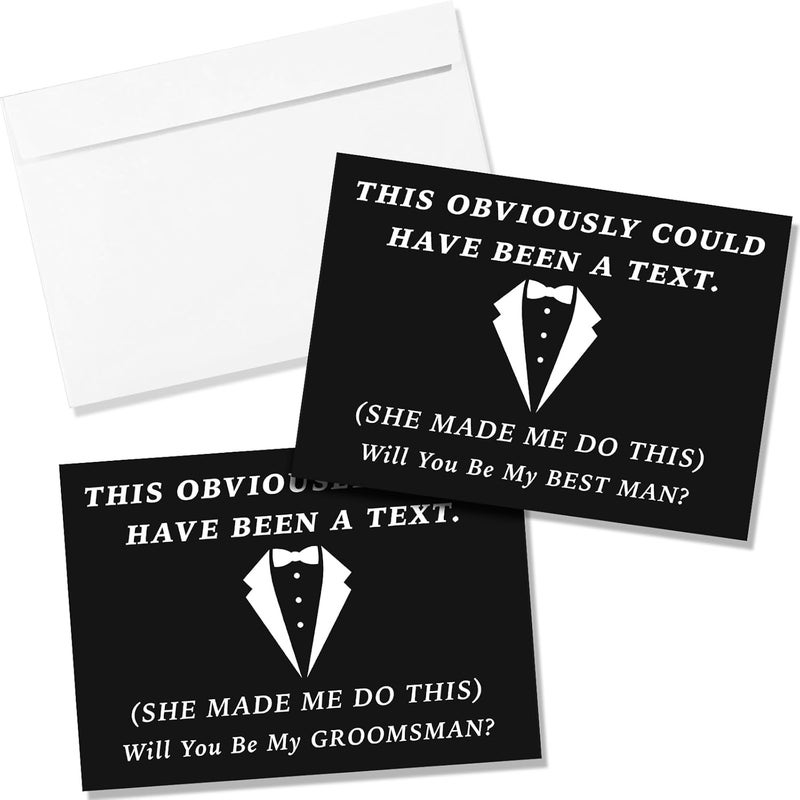 Teling 8 Pieces Groomsmen Proposal Cards 7 Pieces Will You Be My Groomsman Funny Cards and 1 Will You Be My Best Man Card for Wedding SuppliesWhite Font - Image 1