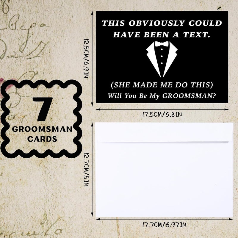 Teling 8 Pieces Groomsmen Proposal Cards 7 Pieces Will You Be My Groomsman Funny Cards and 1 Will You Be My Best Man Card for Wedding SuppliesWhite Font - Image 3