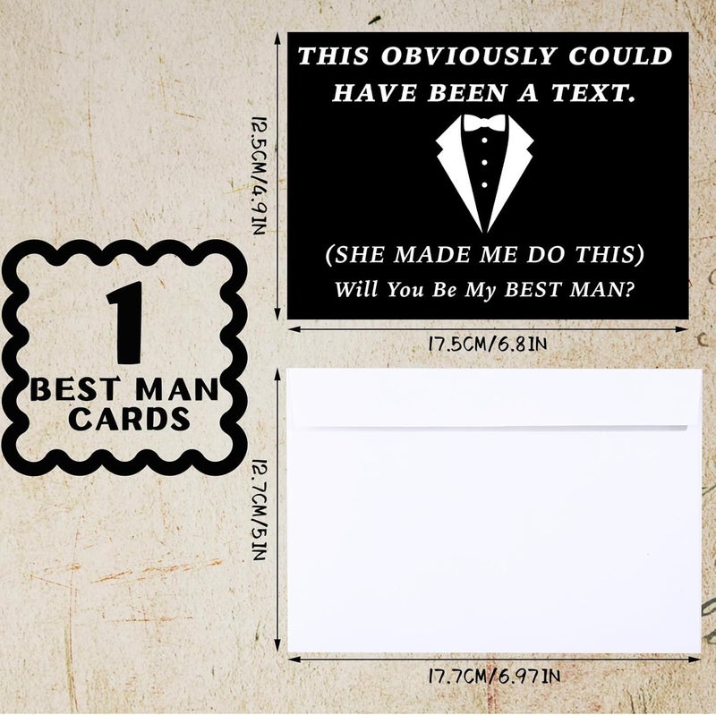 Teling 8 Pieces Groomsmen Proposal Cards 7 Pieces Will You Be My Groomsman Funny Cards and 1 Will You Be My Best Man Card for Wedding SuppliesWhite Font - Image 4