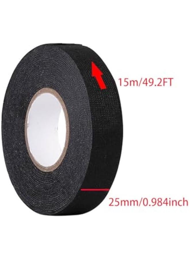 هوكور شريط نول اسلاك من بيكبيس، شريط قماش لاصق اسود لاسلاك مكبر الصوت، شريط قماشي لاصق اسود، لتسخير الاسلاك الكهربائية للسيارات وتخميد الضوضاء، مقاوم للحرارة، 25 ملم × 15 متر (62-03) - Image 2
