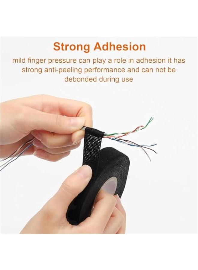 هوكور شريط نول اسلاك من بيكبيس، شريط قماش لاصق اسود لاسلاك مكبر الصوت، شريط قماشي لاصق اسود، لتسخير الاسلاك الكهربائية للسيارات وتخميد الضوضاء، مقاوم للحرارة، 25 ملم × 15 متر (62-03) - Image 3