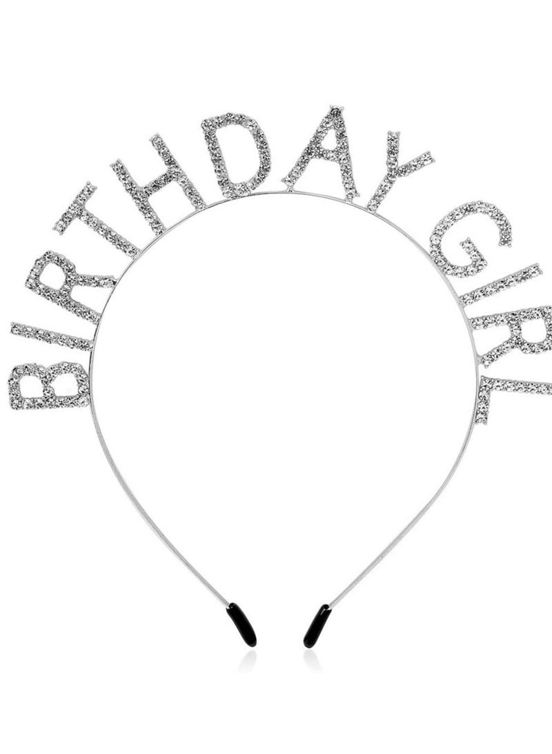 الأزرق جي دبليو Birthday Girl Headband Ladies Tiara Happy Jewelry Silver - Image 1
