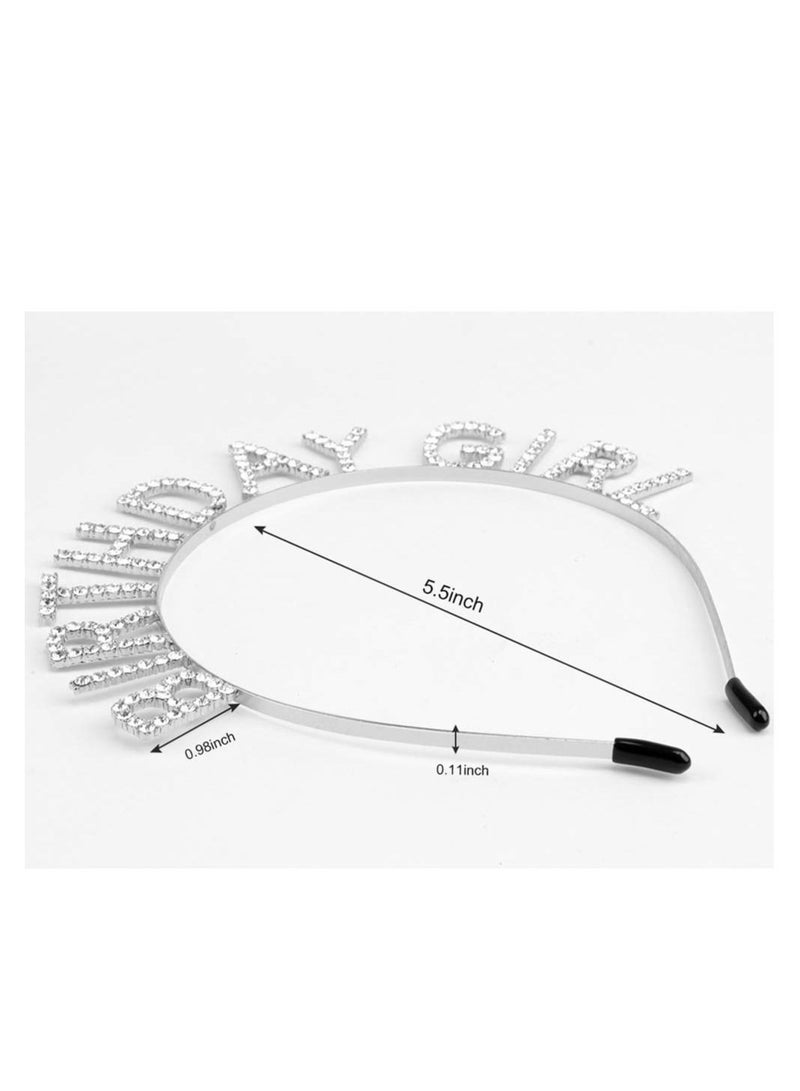 الأزرق جي دبليو Birthday Girl Headband Ladies Tiara Happy Jewelry Silver - Image 5