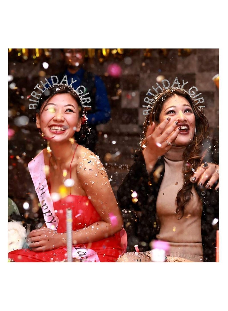 الأزرق جي دبليو Birthday Girl Headband Ladies Tiara Happy Jewelry Silver - Image 4