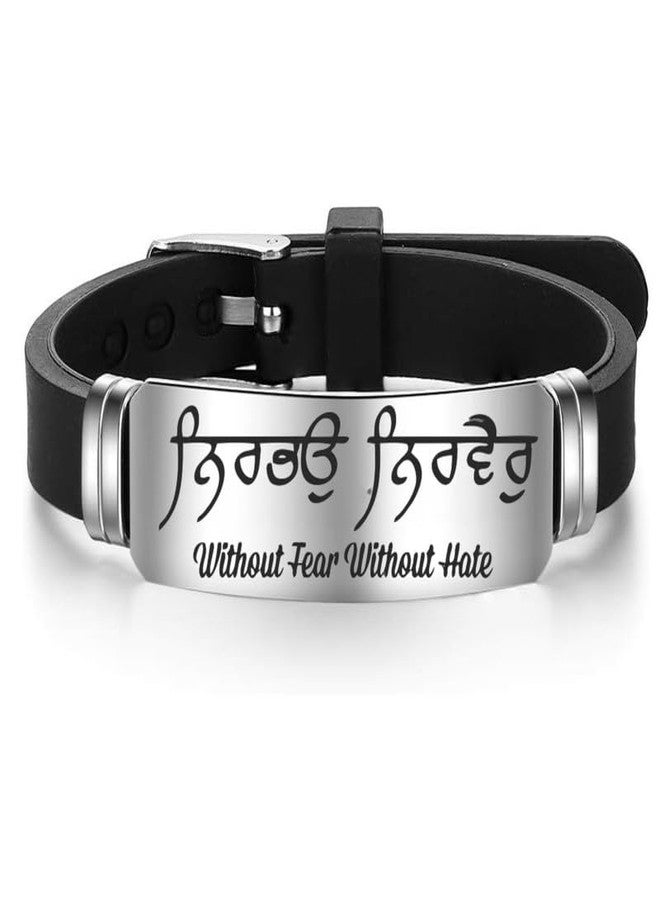 M Men Style Religious Sikh Punjabi Without Fear, Without Hate Rubber Bracelets Fashion Silicone Bracelet for Unisex Favors Supplies SBr202529 - Image 1