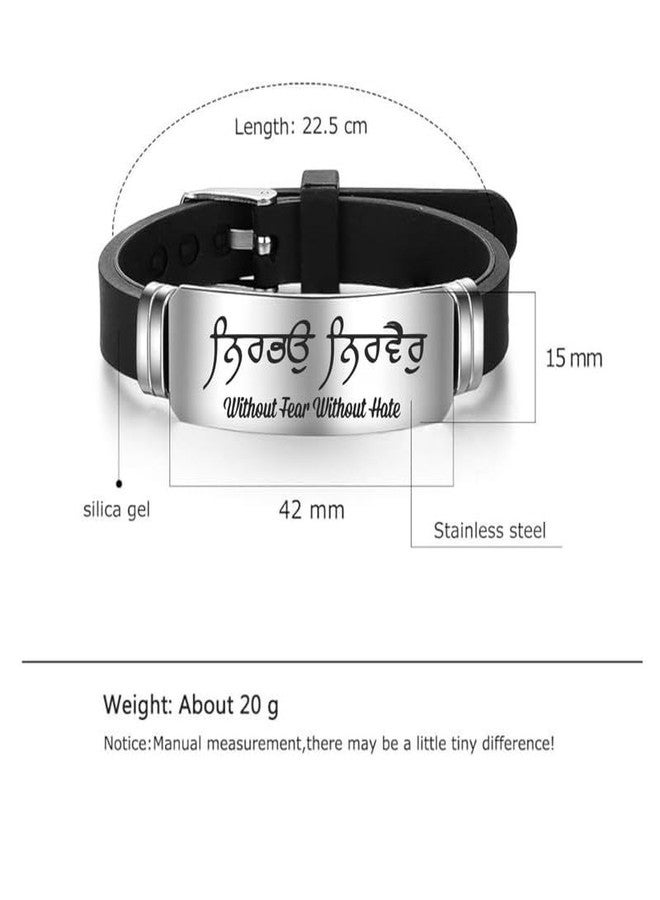M Men Style Religious Sikh Punjabi Without Fear, Without Hate Rubber Bracelets Fashion Silicone Bracelet for Unisex Favors Supplies SBr202529 - Image 2