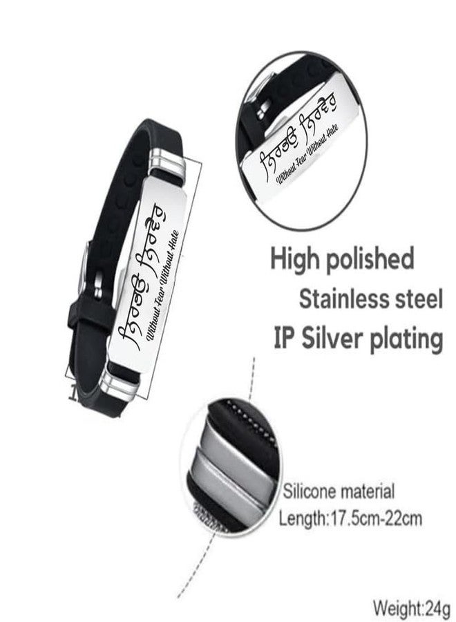 M Men Style Religious Sikh Punjabi Without Fear, Without Hate Rubber Bracelets Fashion Silicone Bracelet for Unisex Favors Supplies SBr202529 - Image 3
